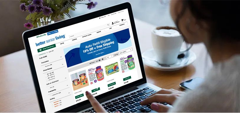 person shopping for Auto Refill items on a laptop