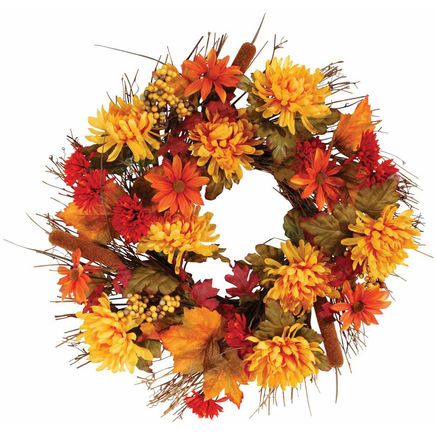 View product details for 18" Fall Mum Wreath by OakRidge™