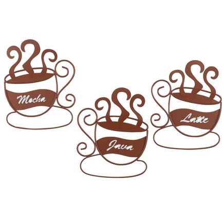 Metal Coffee Cup Wall Art, Set of 3-351952