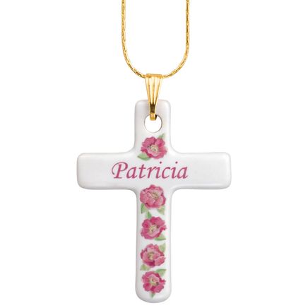 Personalized Porcelain Cross Pendant-355896
