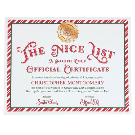 View product details for Personalized Santa Nice List Certificate