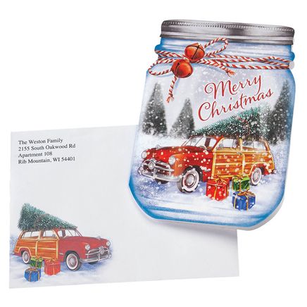 Personalized Merry Mason Jar Christmas Card Set of 20-368226