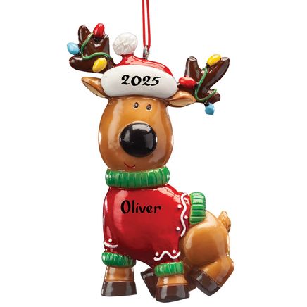Personalized Reindeer in Sweater Ornament-368286