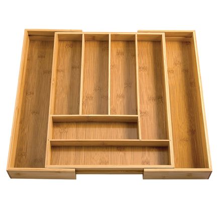 View product details for Bamboo Expandable Cutlery Drawer Organizer by HMP