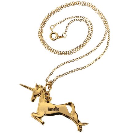 Personalized Children's Goldtone Unicorn Necklace-369439