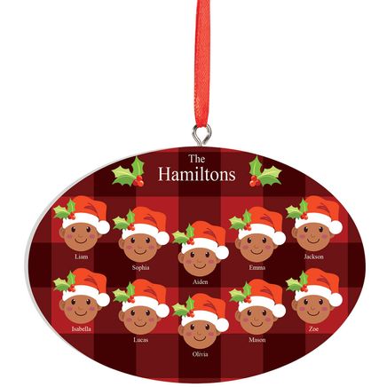 View product details for Personalized Medium Skintone Santa Hat Family Ornament