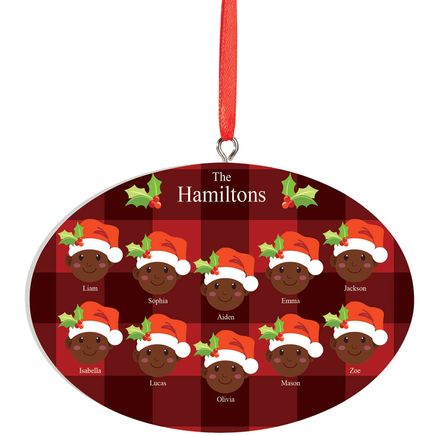 View product details for Personalized Dark Skintone Santa Hat Family Ornament
