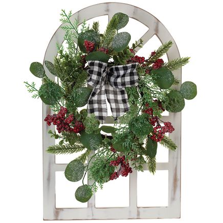 Christmas Window Frame with Eucalyptus Wreath-372440