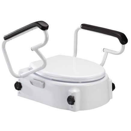 View product details for Adjustable Raised Toilet Seat with Arms By LivingSURE™