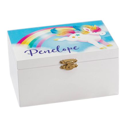 Personalized Unicorn & Rainbow Musical Jewelry Box-373758