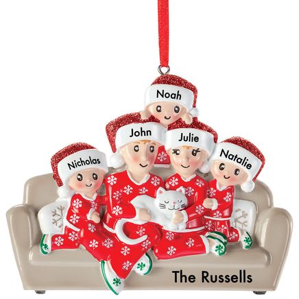 Personalized Family with Cat Ornament-373986