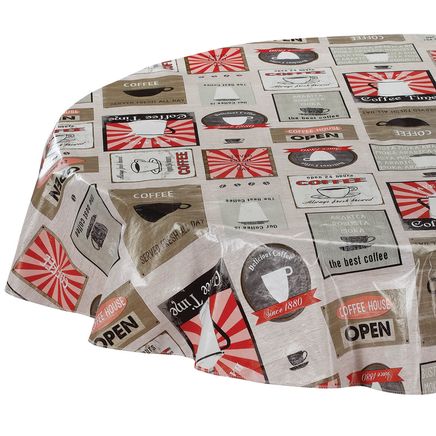 60" Round Coffee Design Vinyl Table Cloth-374503