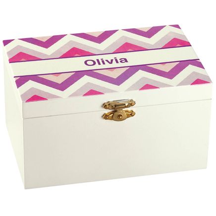 Personalized Chevron Children's Jewelry Box-375085
