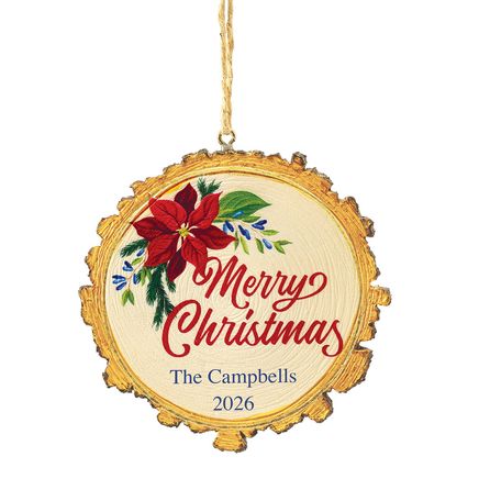 View product details for Personalized Merry Christmas Wood Slice Ornament