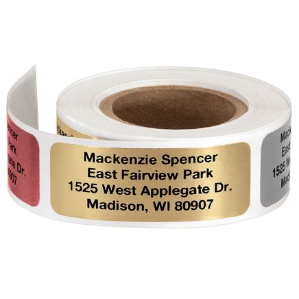 Personalized Foil Labels Red, Silver & Gold, Roll of 200-376433