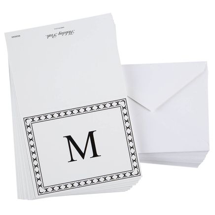 Personalized Single Initial Notecards with Border, Set of 20-376740