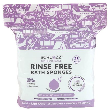 Scrubzz™ Rinse-Free Bath Sponges with Lavender, Set of 25-376772