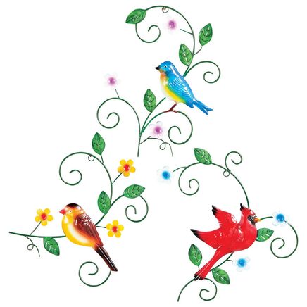 View product details for Metal Birds and Flowers Hangings by Fox River™ Creations, Set of 3