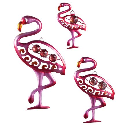 View product details for Metal Flamingo Hangings by Fox River™ Creations, Set of 3