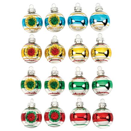 View product details for Mini Glass Nostalgic Ornaments by Holiday Peak™, Set of 16