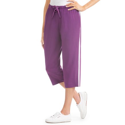 Side Stripe Knit Capris-379616