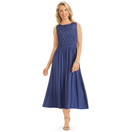 Lace Bodice Sleeveless Dress-379634