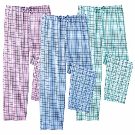 Pastel Plaid Women's Pajama Pants, Set of 3-379645