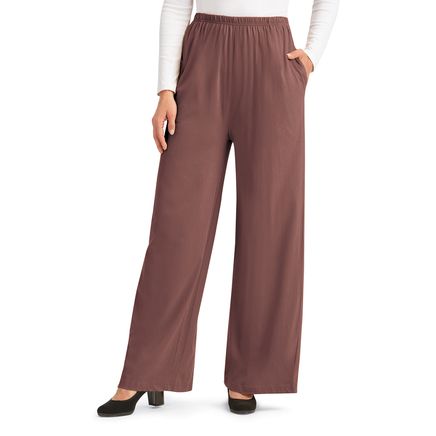 Wide Leg Knit Pants With Side Pockets-379656