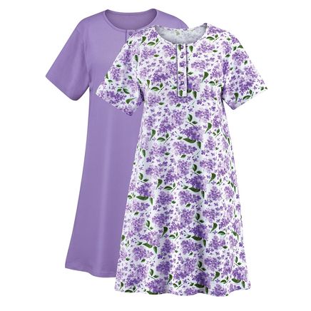 2-Piece Lilac Printed Gown Set-379756