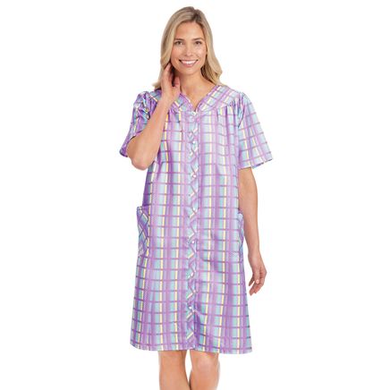 Plaid Snap-Front Robe-379758