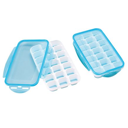 Set of 2 Ice Trays With Lids-379849
