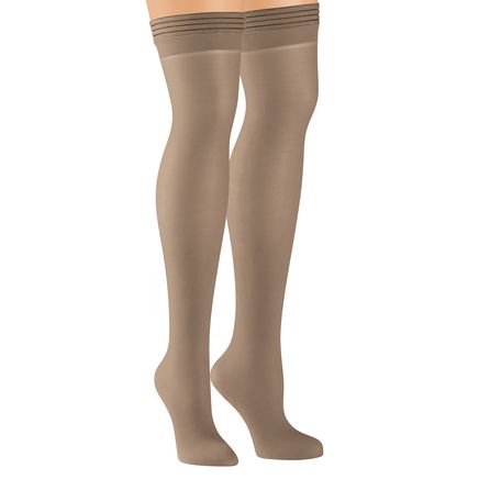 Non-Run Compression Thigh-Highs With Cotton Soles, 3 Pair-379861