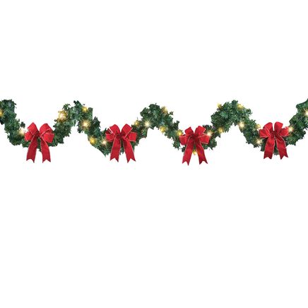 Lighted Garland with Bows-379951