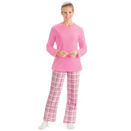 Fleece PJ Set with Plaid Pants-380013