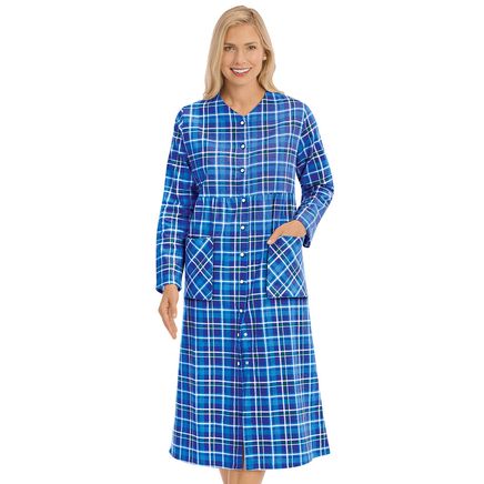 Plaid Flannel Snap Front Robe-380072