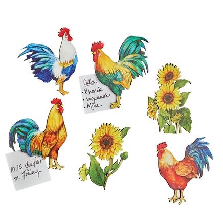 Rooster Magnets, Set of 6-380086
