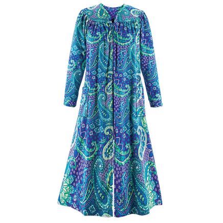 Paisley Zip-Front Fleece Robe-380158