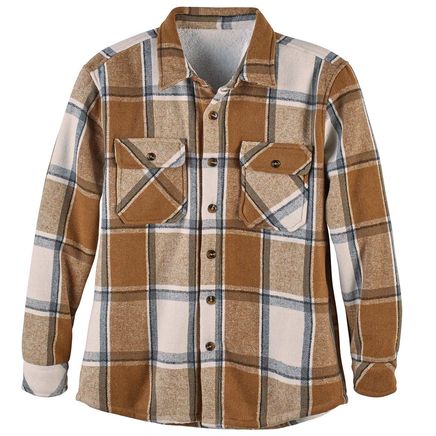 Men's Sherpa Lined Plaid Jacket-380225