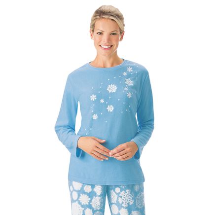 Snowflake Embroidered Tunic Fleece PJ Set-380246