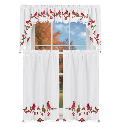 Cardinal Pine Embroidered Curtains-380331