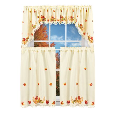 Embroidered Fall Leaves Curtains-380332
