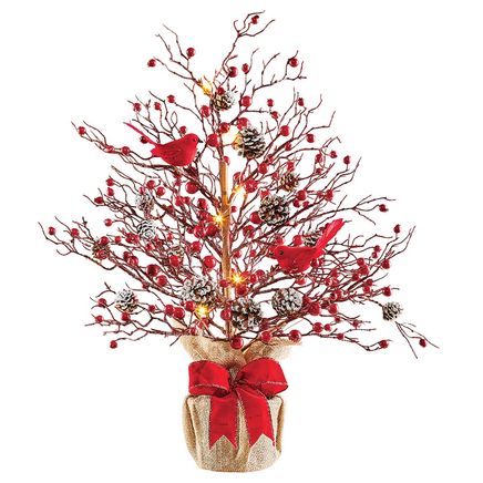 Lighted Berry Tree with Cardinals-380399