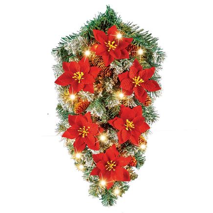 Lighted Poinsettia Pine Swag-380433