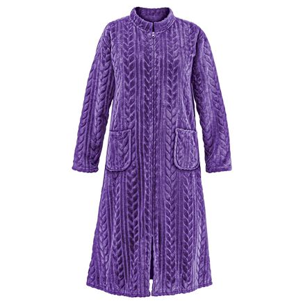 Cozy Textured Zip-Front Robe-380663
