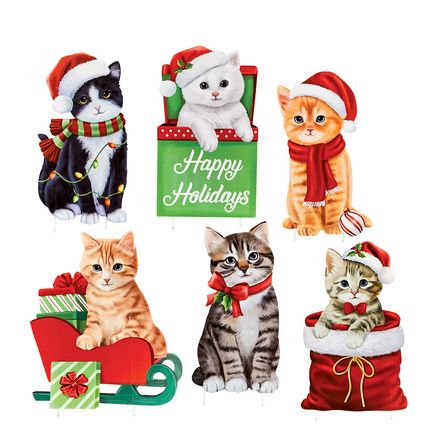 Christmas Cat Stakes, Set of 6-380664