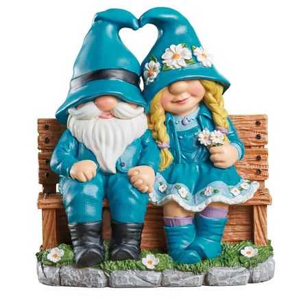 Gnome Couple on Bench Statue-380676
