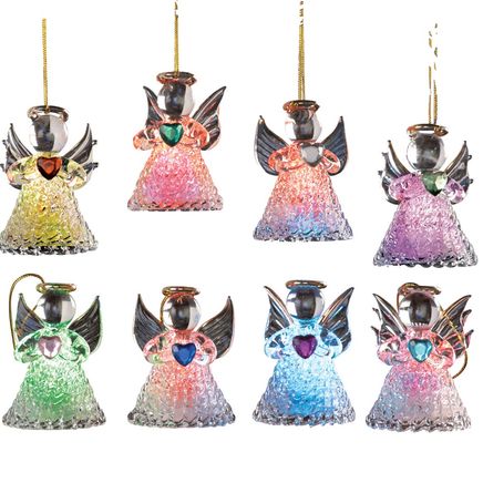 View product details for Lighted Angel Ornaments, Set of 8