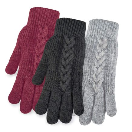 View product details for 3-Pk Cable Rib Knit Gloves