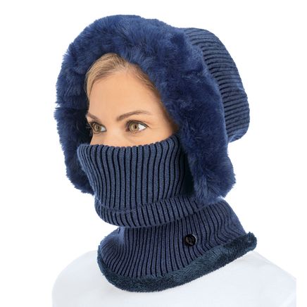Warm Knit Hat With Face Mask-380707