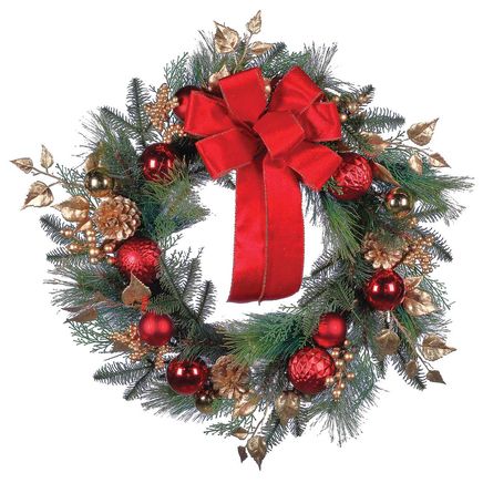 View product details for Lighted Red Ornament Wreath By Holiday Peak™